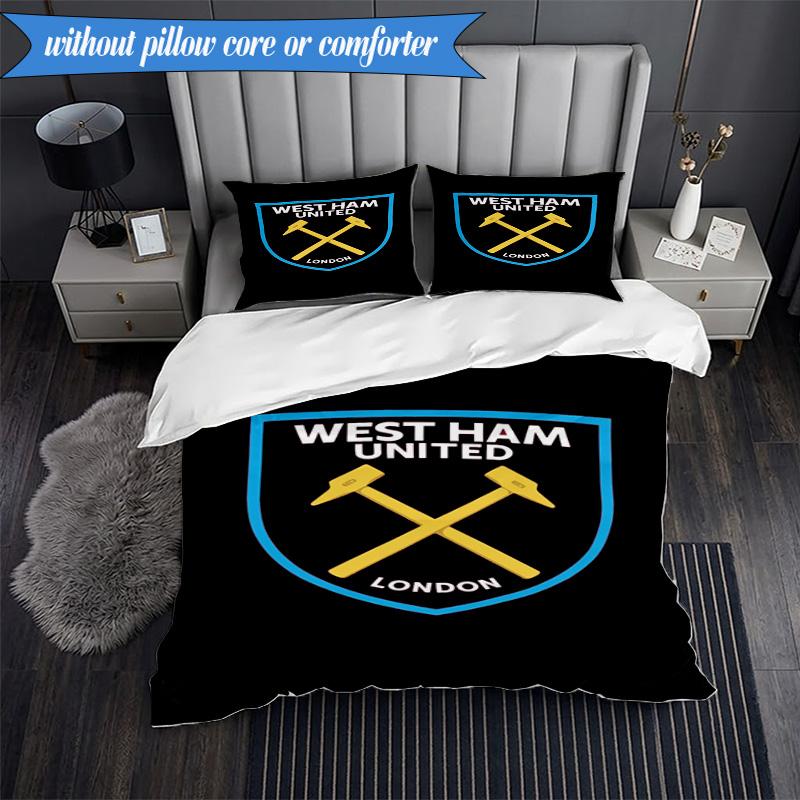 Football Club Emblem 3pcs K-pop music group Bedding set,Ideal for Bedroom, Dormitory,Including Duvet Cover And 2pcs Pillowcases,Fan gifts