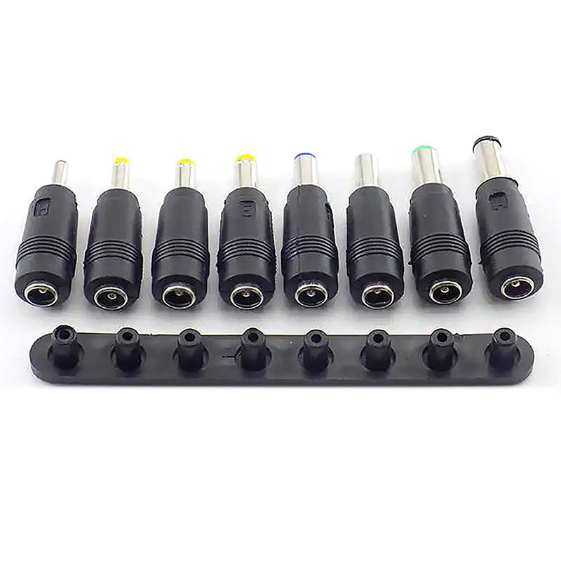 8Pcs Universal Laptop DC Power Supply Adapter Connector Plug AC DC Jack Charger Connectors Power Adapter Conversion Plug