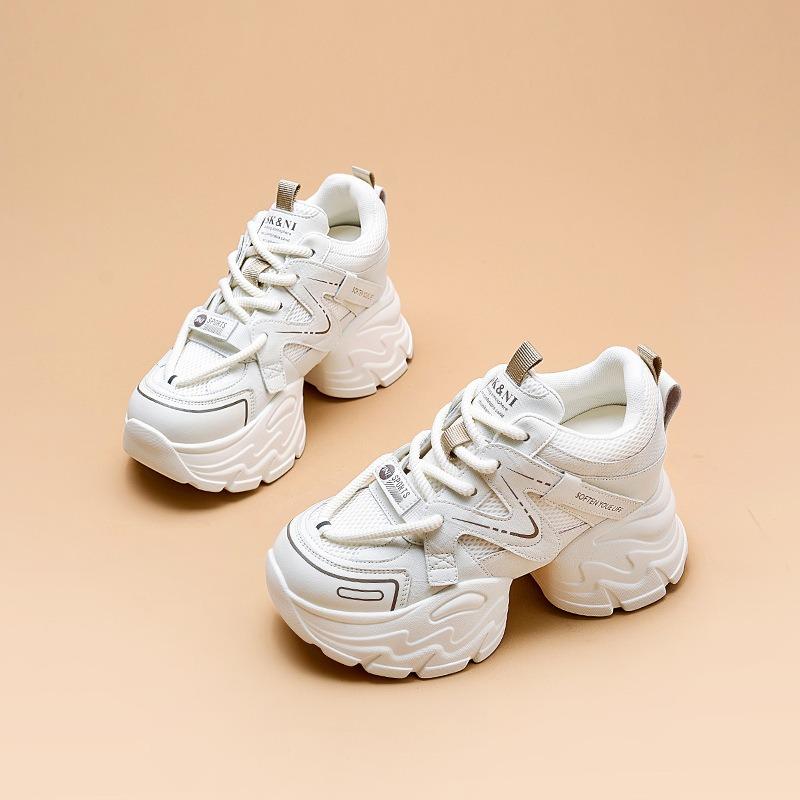 Spring new mesh breathable thick-soled dad shoes women's super fire fashion versatile color matching casual sports shoes