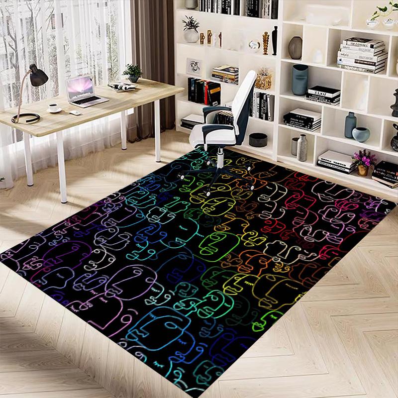 1PC Faces Artwork Extra Large Non Slip Floor carpet, Office, family, bedroom, Studio Large Area Rug Indoor Rugs, , Vibrant Colors