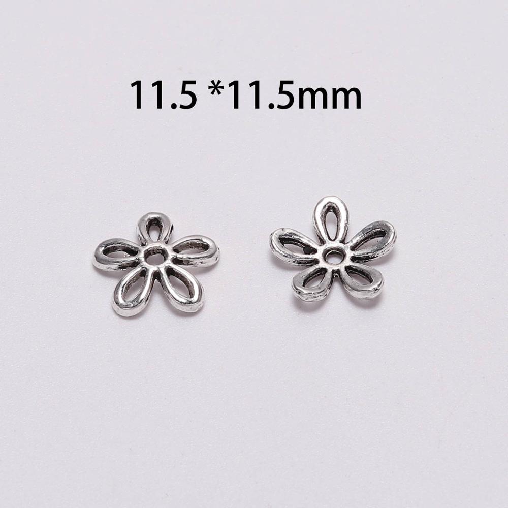 50pcs/Lot 11.5mm 5 Petals Antique  Simple Hollow Flower Loose Sparer Apart End Bead Caps For DIY Jewelry Making Findings