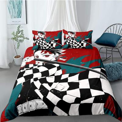 Bettwäsche mit japanischen Anime-Charakteren, Anime-Bettwäsche-Set, Bettbezug für Jugendliche, Cartoon-Mikrofaser-Bettbezug mit 3D-Druck