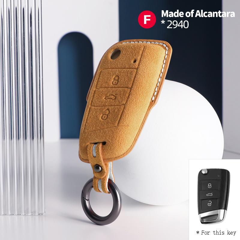 Interior Mouldings Car Key Case Alcantara Keychain For VW Volkswagen Golf 7 MK7 Tiguan MK2 Passat Sagitar Cover Shell Auto Inter