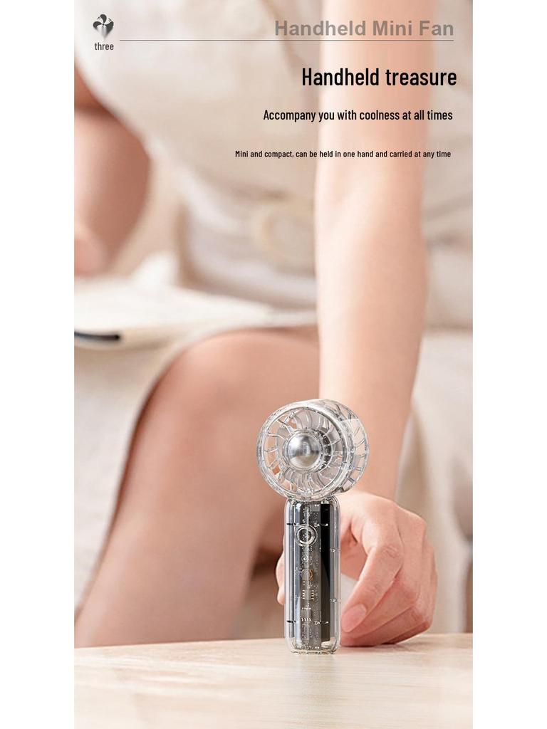 New Compact Mecha Style Transparent Handheld Fan - Portable Pocket Fan with High Wind Power for Commuting
