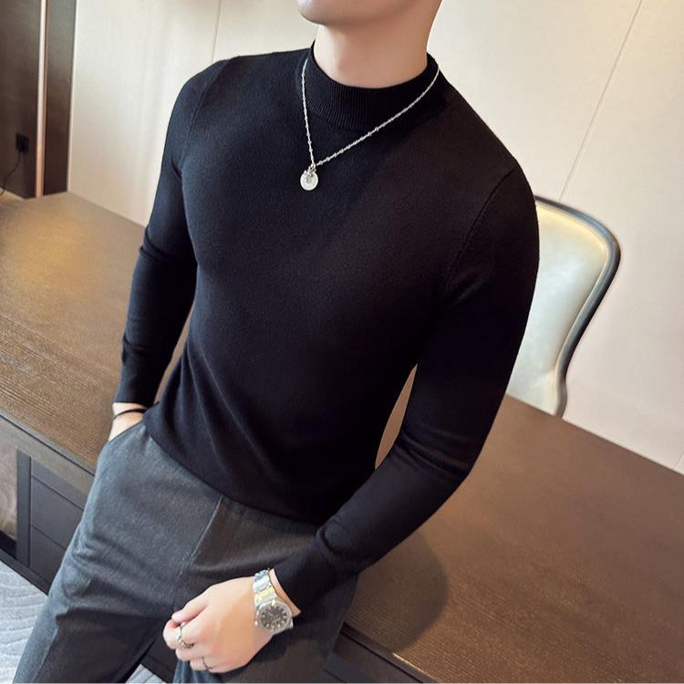 

Мужские пуловеры однотонные полуводолазки повседневные свитера осень зима флисовые теплые свитера мужские одежда для мужчин XL чёрный