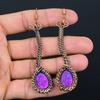 Copper Purple Turquoise Handmade Copper Wire Wrap Earring 3.54 y1r09