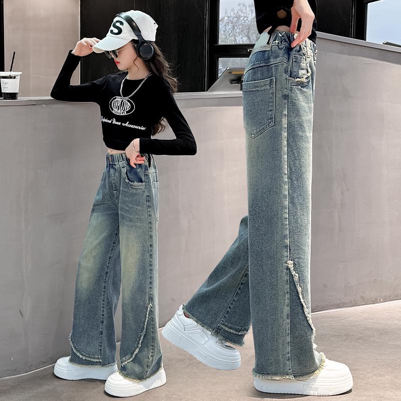 Herbst 2025 Mädchen Wide-Leg Jeans für 7-16 Jahre - Lockerer, Straight-Leg Schnitt