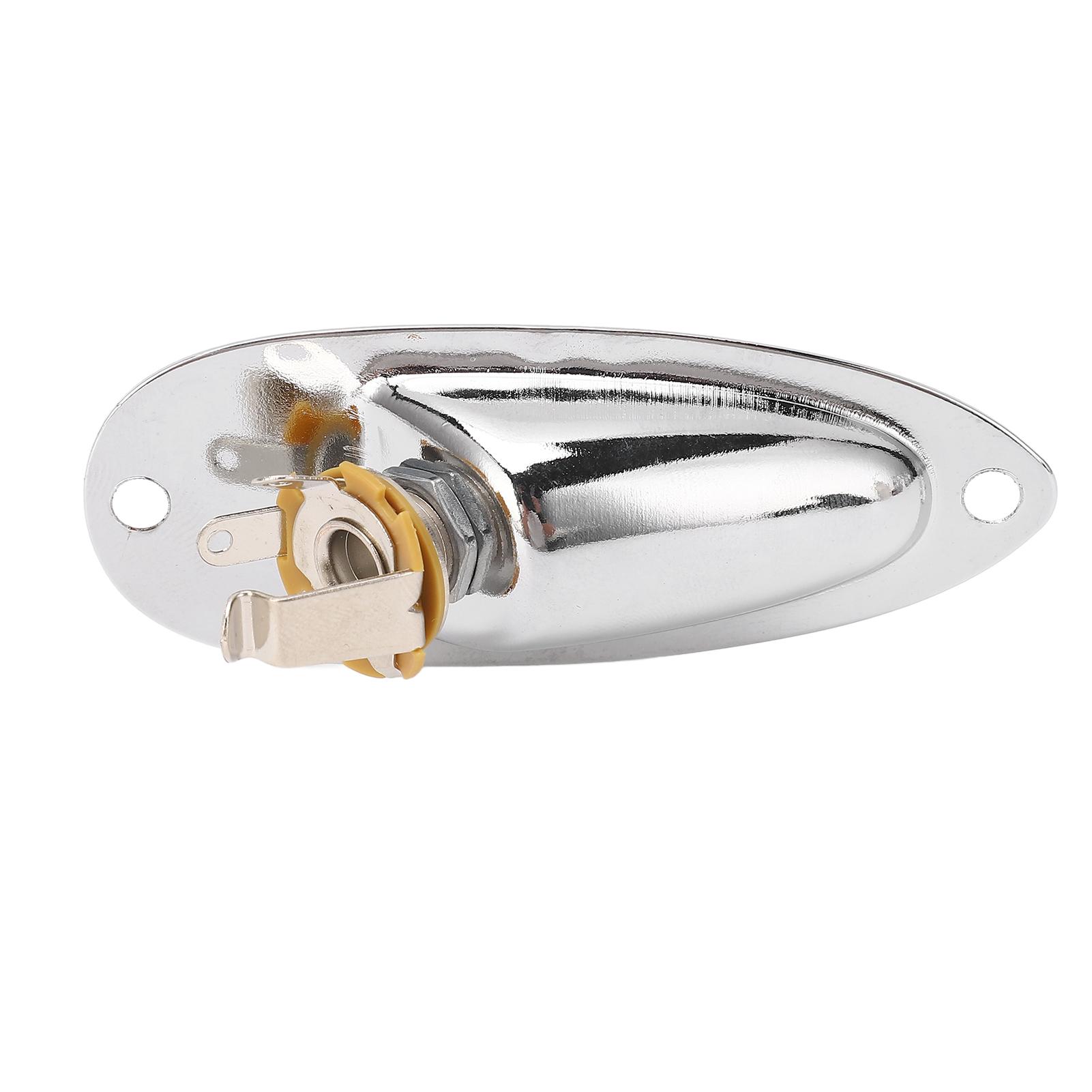 

Guitar Input Jack Boat Style 6.35mm Metal Electric Guitar Input Output Socket with 2 String серебряный