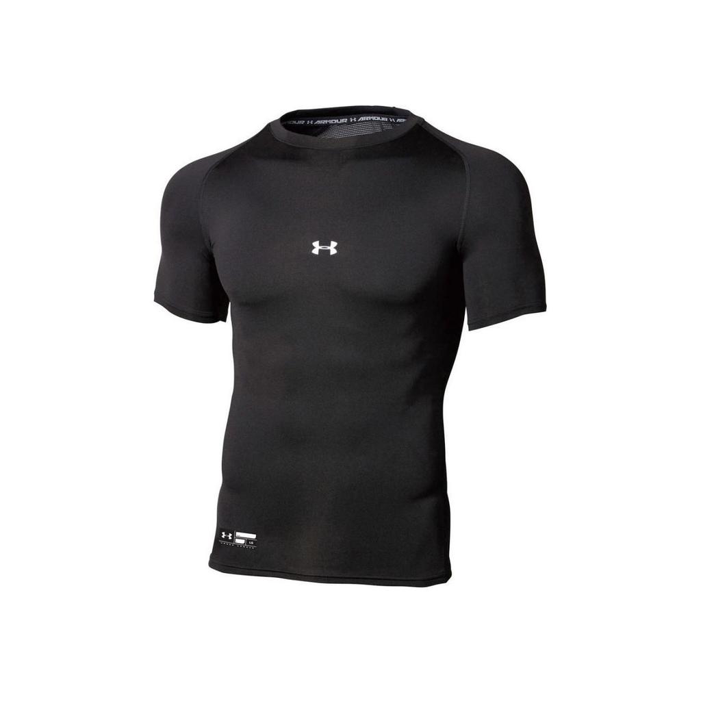 Under Armour Ua Heat Gear Solid Logo Compression Fitted Crew Neck T-Shirt Men Tops Black 1358643-001