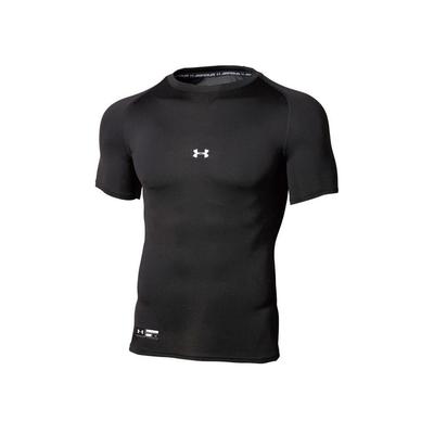 Ua Heat Gear Solid Logo Compression Fitted Crew Neck T-Shirt Men Tops Black 1358643-001