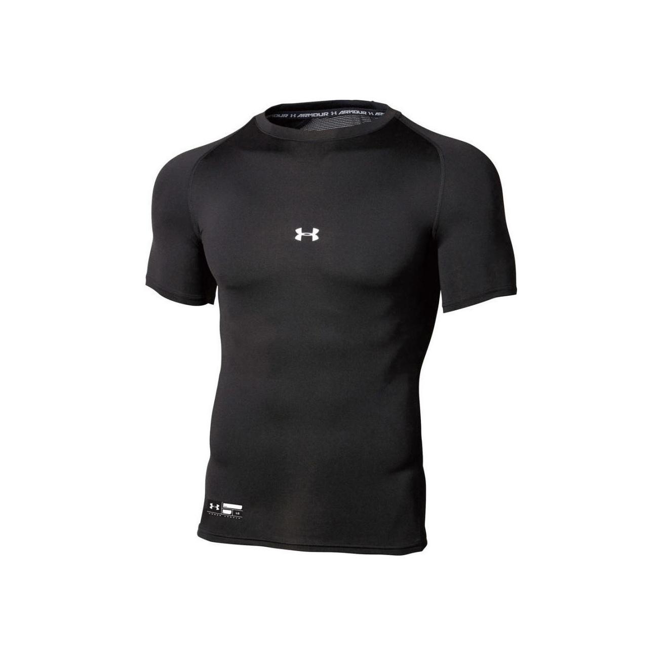

Under Armour Ua Heat Gear Solid Logo Compression Fitted Crew Neck T-Shirt Men Tops Black 1358643-001 XL