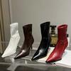 Fashion Eilyken Spring Autumn Pointed Toe Women Ankle Boots Eelgant Thin High Heel Shoes Soft Leather Ladies Short Socks Boots