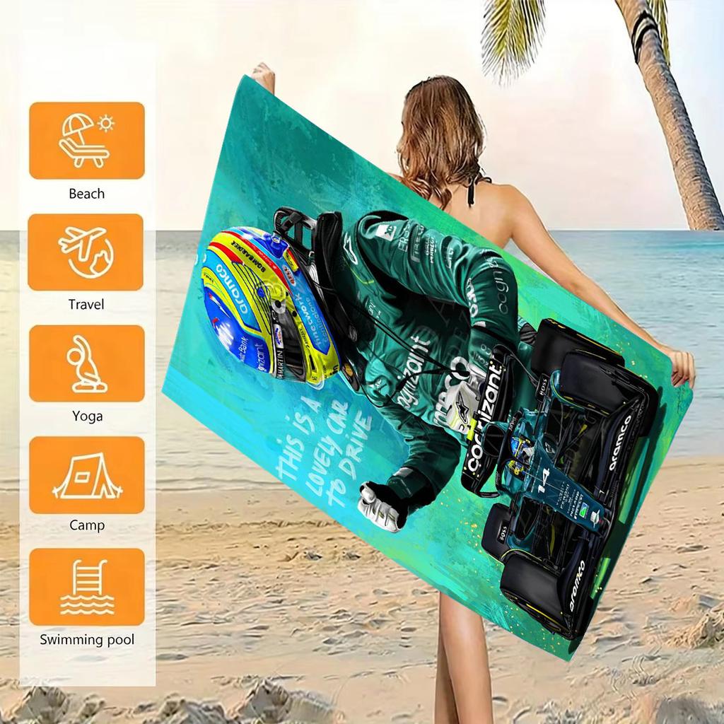 1pz F-Fernando Alonso F-F1 Telo da Spiaggia Microfibra Asciugatura Rapida Senza Sabbia Sovradimensionato Palestra Sportivo per Piscina Esterno