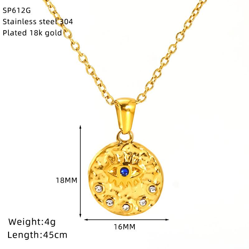 Retro Turquoise Titanium Steel Necklace Medium Antique Temperament Simple Light Luxury Pendant Spot