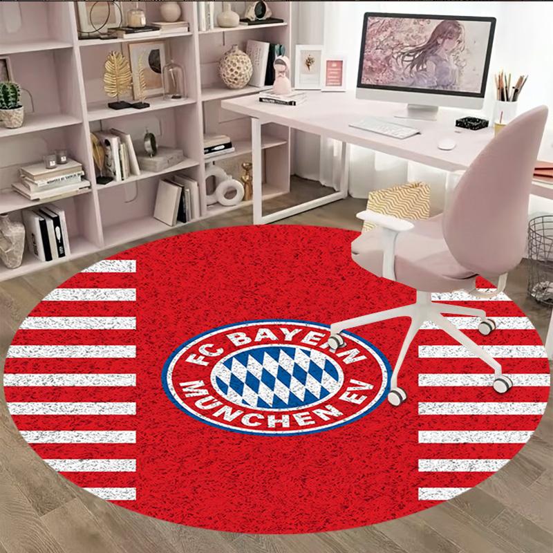 1pc B-Bayern Munich Carpet, Round Rug, Comfortable, Suitable for Entryways, Living Rooms, Office, And Bedrooms, Christmas Decoration