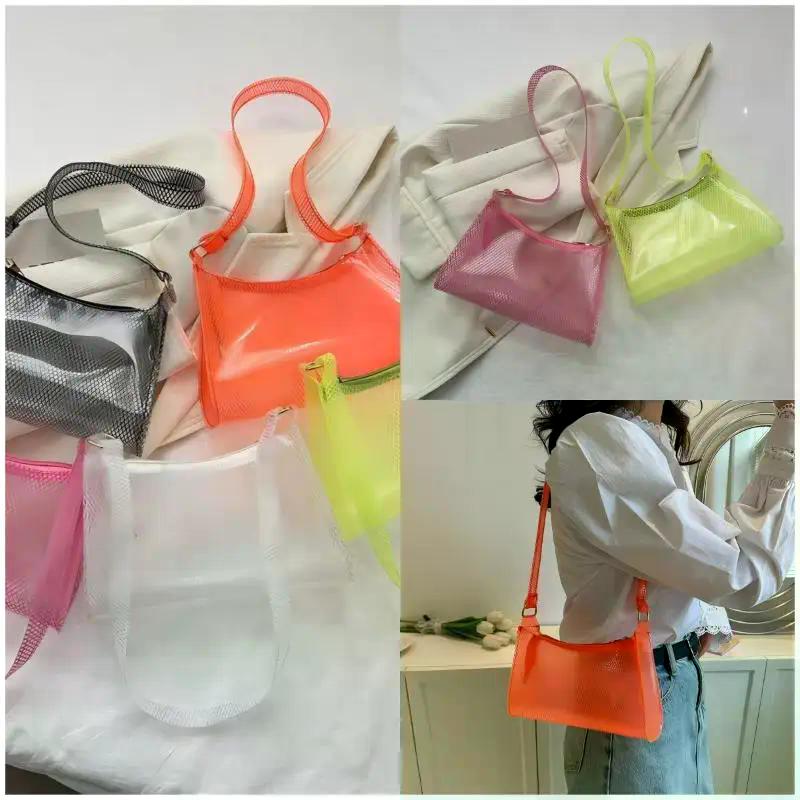 Fashionable PVC Underarm Bag Transparent Shoulder Bag Waterproof Messenger Bag Handbag Phone Bag Women Lipstick Key Storage Bag