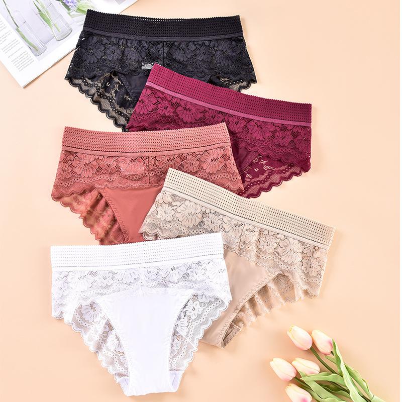 1XL-4XL Large Size Women's Underwear Sexy Lace Wide Waistband Briefs Women's Breathable Abdomen Lifting Underpants