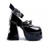 Cool Sweet Women's Punk Style High Heels Shoes Waterproof Platform Unique Gothic Mary Janes Customizable round Toe Rubber Sole