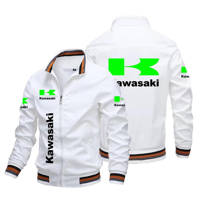 Kawasaki Off-road Casual Men's Trendy Zipper Jacket with Car Logo, Plus Size Available