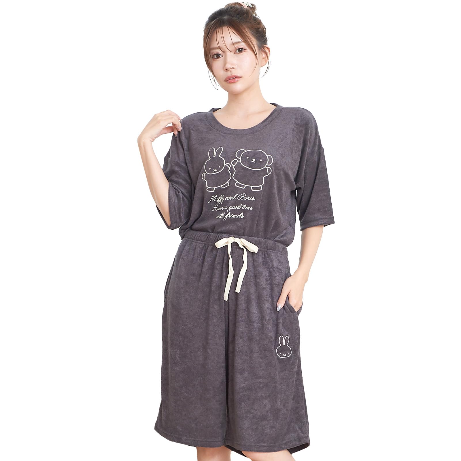 

Luanna Jena Miffy Loungewear and Gentle Pajama Short Sleeves Length Soft Material Gray Sleeves x Length Miffy [Miffy Boris s Time] Women s Set, & 3/4