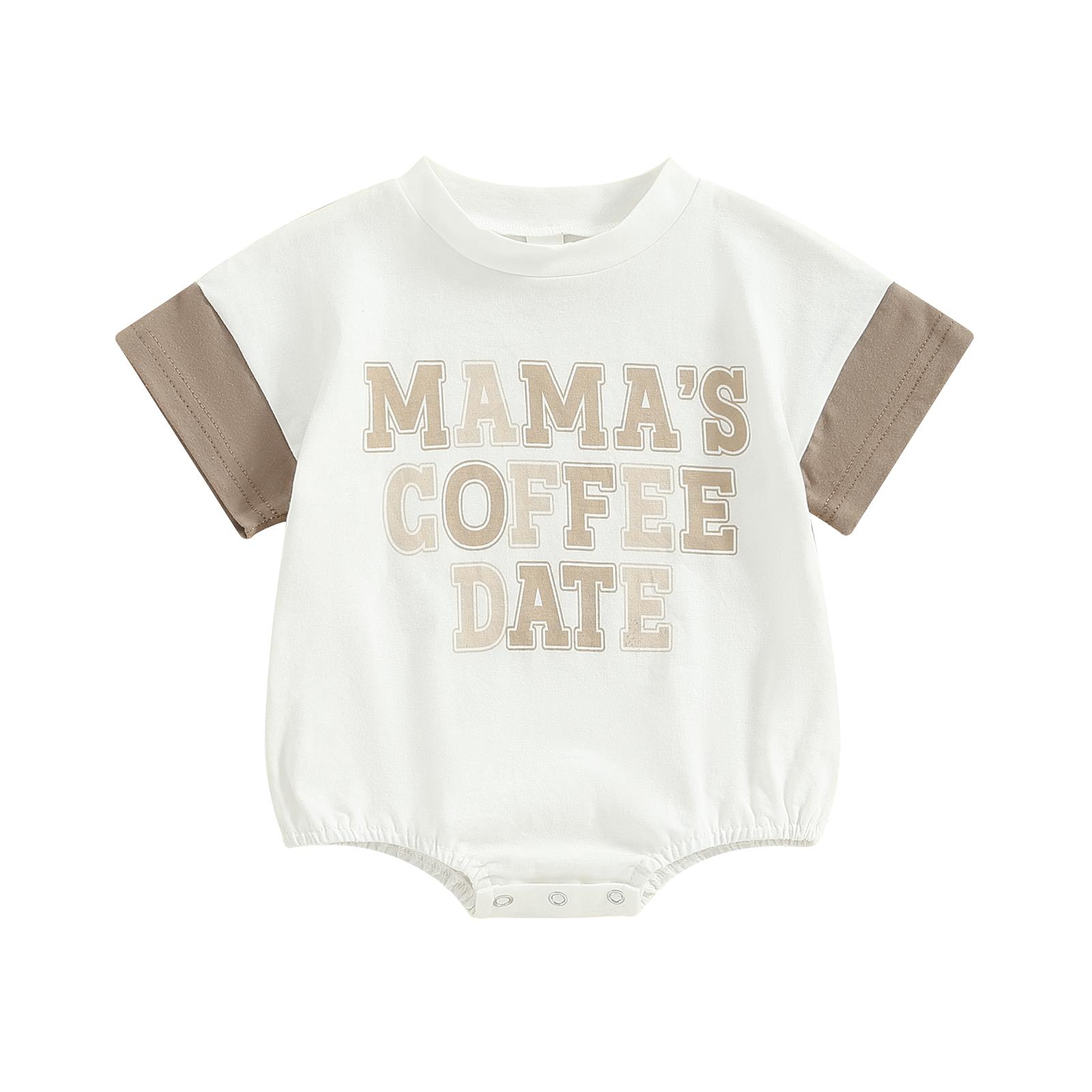 

Комбинезон для мальчиков с буквенным принтом и контрастным цветом, короткий рукав, круглый вырез, комбинезоны, летняя повседневная одежда, боди для младенцев 12-18 Months