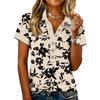 Women's Fashionable and Casual Summer V,neck Patchwork Short,sleeved Floral Print Top
