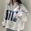 Felpa da Donna con Mezza Zip Stampa Lettere Vestibilità Larga Casual Collo Alto Pullover