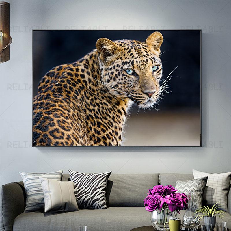 Poze cool cu ​​leopard, postere și imprimeuri, pictură cu animale sălbatice pe pânză, artă de perete cu animale, decor camera de zi, acasă