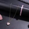 A set of bracelet necklace, natural pink crystal heart-shaped necklace, 6MM bead, natural stone bracelet, Valentine's Day gift