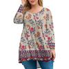 Women's Plus Size Top, Garden Collar Long Sleeved Shirt, Fashionable Floral Print Casual Top