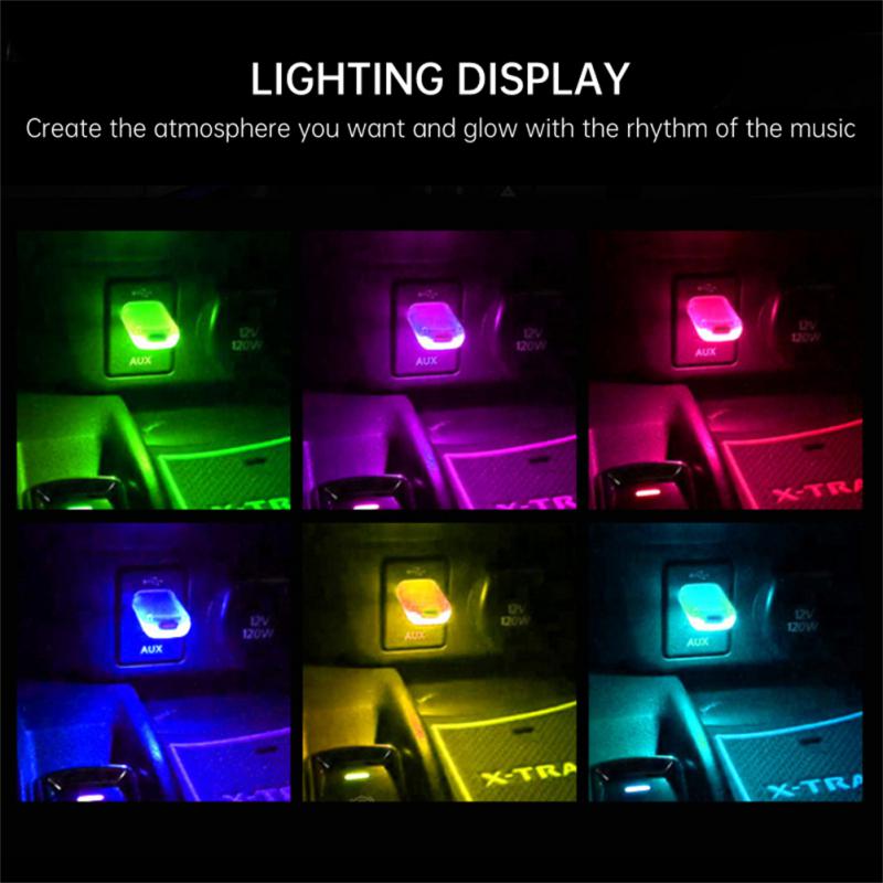 Portable USB Light Longer Life 5v/1a Household Car LED Decorative Night Lamp Voice-activated Color Change Lighting Accessories