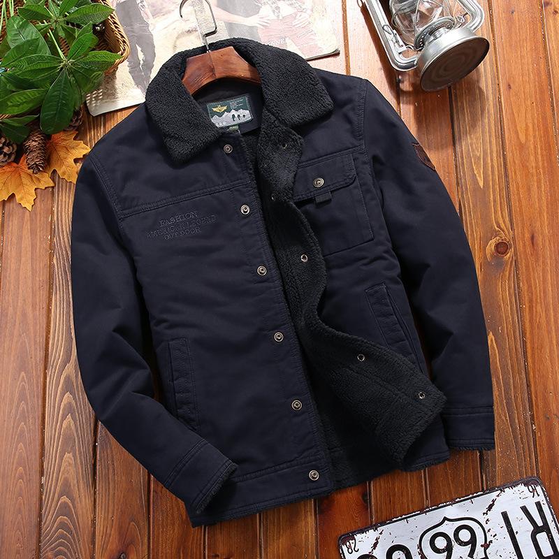 Men Winter Warm Jacket Fleece Thick Fashion Casual Windproof Coat Men Spring Autumn Outwear Outdoor Fur Collar Jacket Men