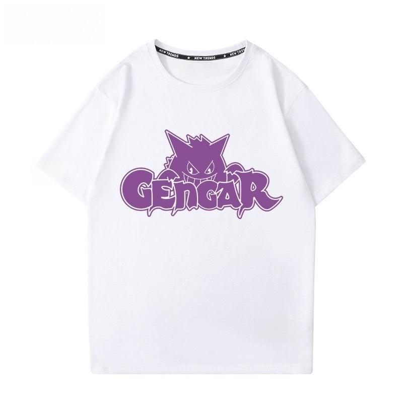 Pokémon Gengar Printing Tee Pure Cotton Tshirt Mens 2026 Summer Fashion Oversize Street Casual Y2K Tops Streetwear Clothing
