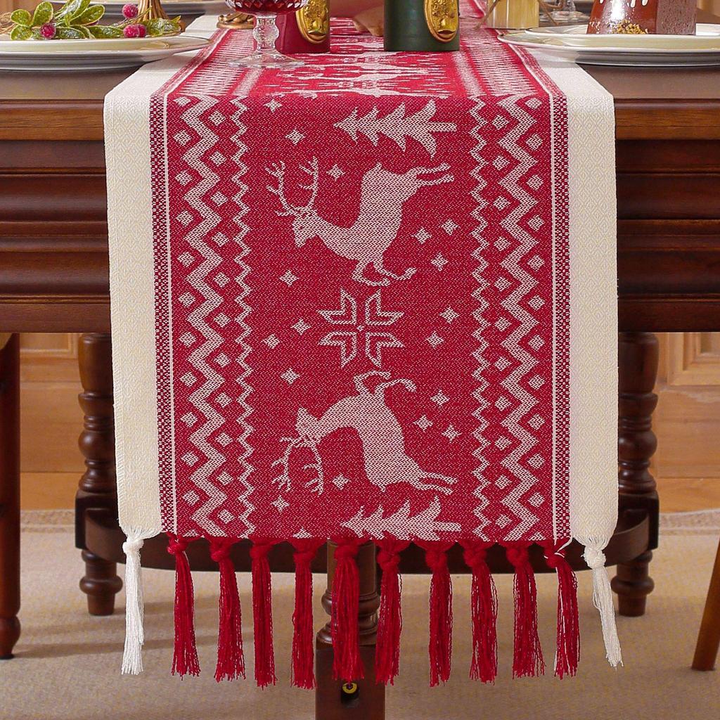 Luxury Christmas Table Runner: Handmade Imitation Cotton-Linen Tea Towel