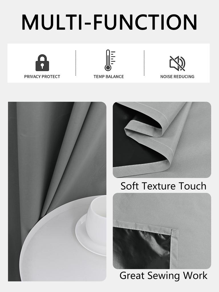 2panels 100% Blackout Curtains, Curtains for Living Room, Bedroom, Balcony, Bathroom, Modern Blackout  Window Curtain