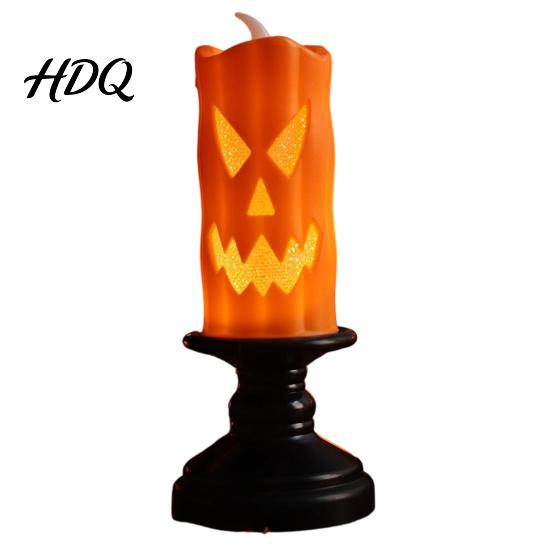 Horror Theme Room Accessories Halloween Flameless LED Candle Spooky Skull Pumpkin Fake Pillar Candles Battery Creative Gift for Lovers Operated