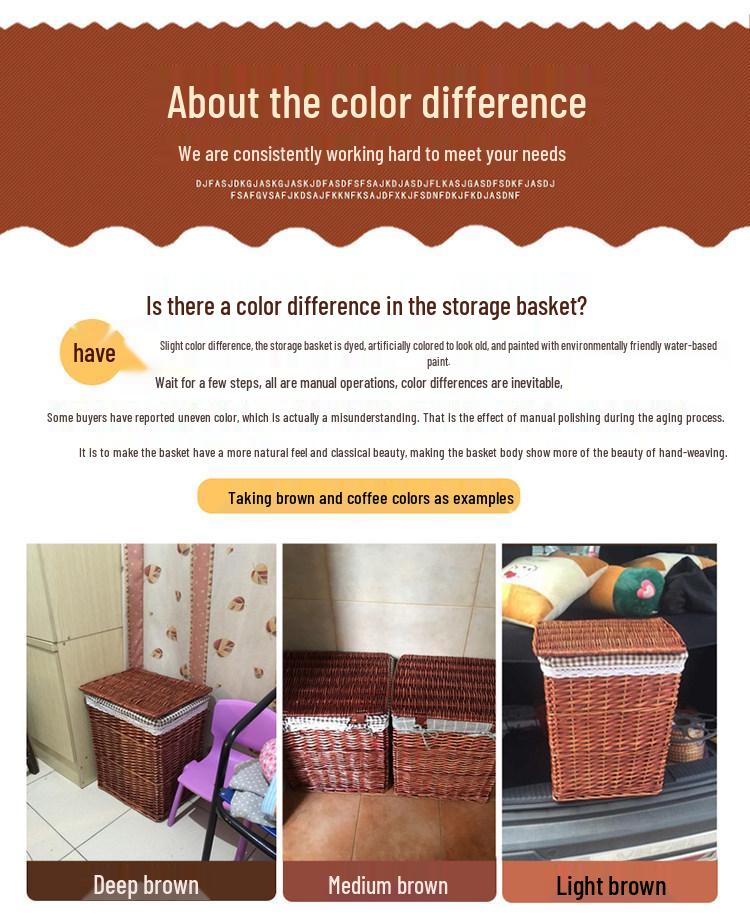 Rattan Woven Storage Basket for Laundry, Toys, or Hot Pot Restaurant Use