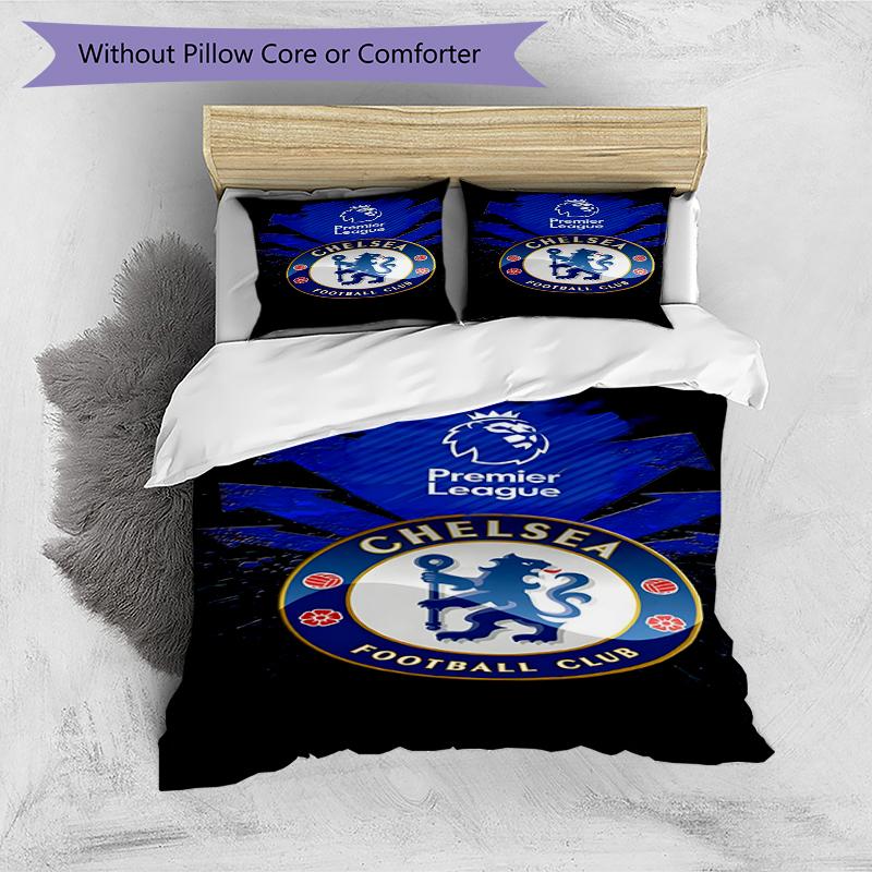 3pcs Duvet Cover Set (1*Duvet Cover + 2*Pillowcase, Without Core),football club F.C Print Bedding Set, Bedroom Decor, All‑Season, Birthday Gift