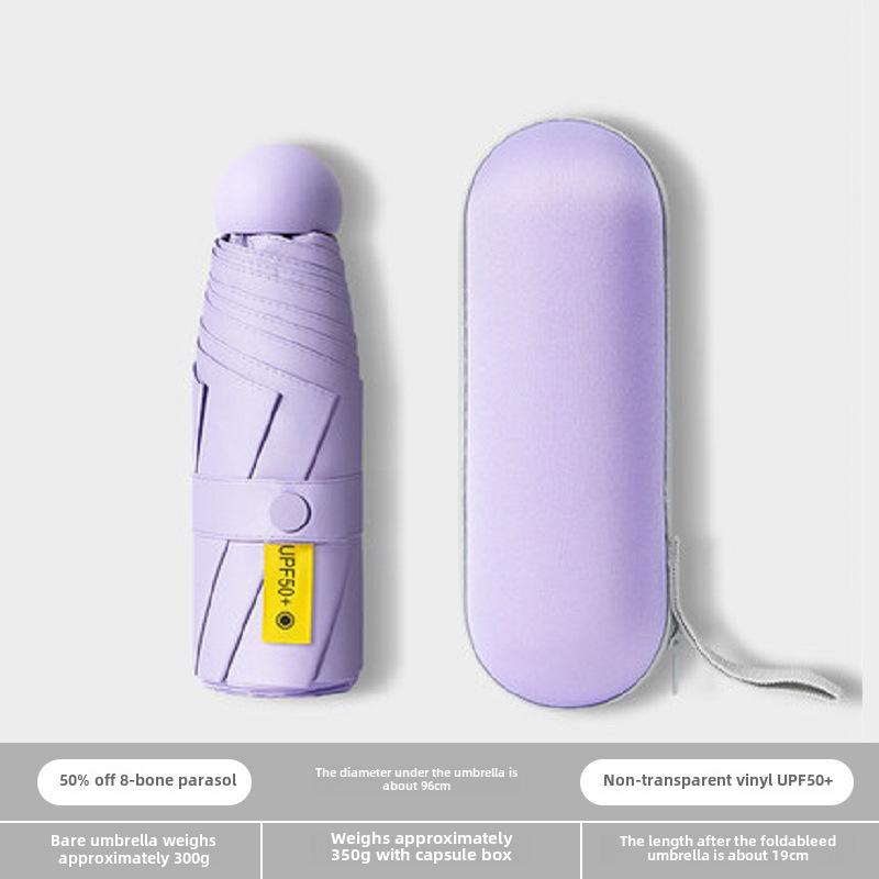 Compact Dual-Use Capsule Umbrella: Portable, Foldable, Lightweight, Sun & Rain Protection