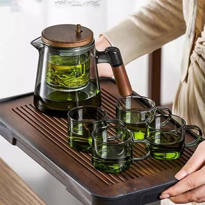 Creative Tea Separation Glass Teapot 650ML Heat Resistant Tea Pot with Infusers with Wooden Handle Tea Water Separation