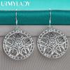 925 Sterling Silver Round Hollow Star Earrings For Women Fashion Wedding Engagement Charm Jewelry