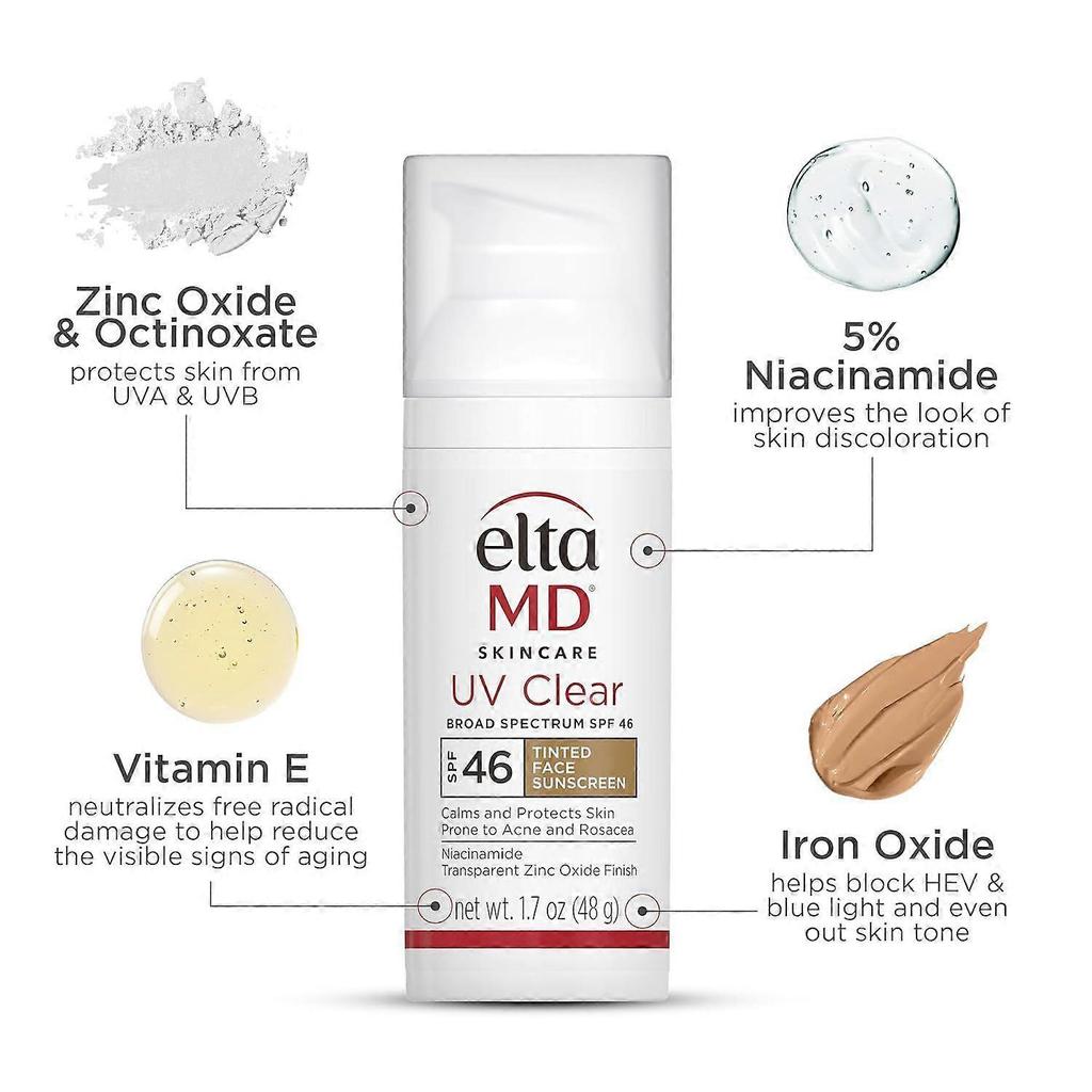 EltaMD UV Tinted Face Sunscreen, SPF 46, Oil-Free Formula with Zinc Oxide, Dermatologist Recommended