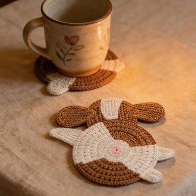 3Pcs Lovely Creature Themed Drink Protectors Soft Fabric Crochet Coasters For Dining Table