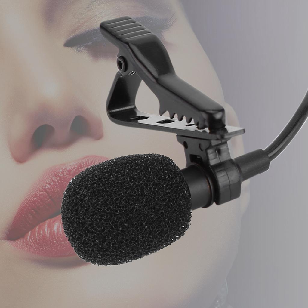 3.5mm Jack Mini Wired Clip on Lapel Hands Free Condenser Microphone Mic for Recording Speeches