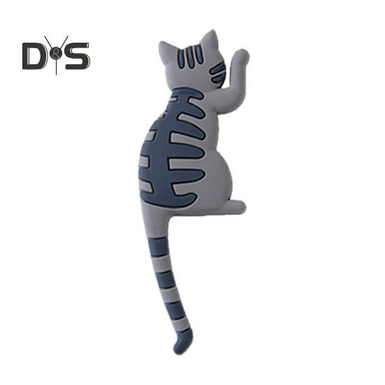 Fridge Sticker with Hook High Toughness 3D Realistic Cartoon Cat Design Refrigerator Sticker Decorative Fridge Accessory