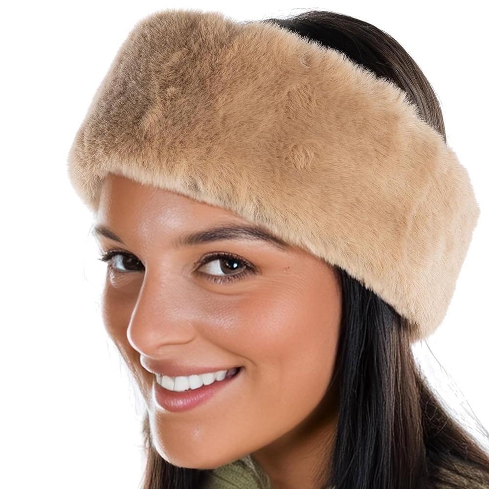 Elastic Hairbands Solid Color Turban Hat New Fluffy Plush Headband Daily Wear