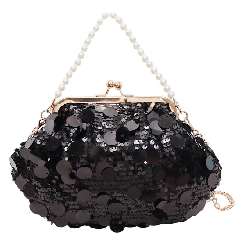 Bag, Women's Sequin Dinner, Shell Clip Bag, Light Luxury Socialite Pearl Handbag, Versatile Chain Shoulder Crossbody Bag