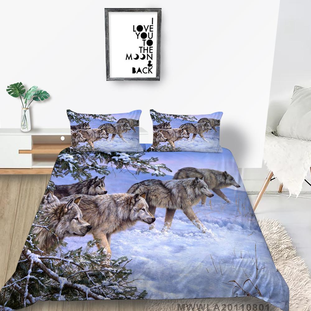

Комплект пододеяльников с наволочкой, картина с изображением волка, роскошная домашняя постельная одежда, уникальный дизайн, крутой чехол для постельного белья, модный костюм EU Single 135x200cm