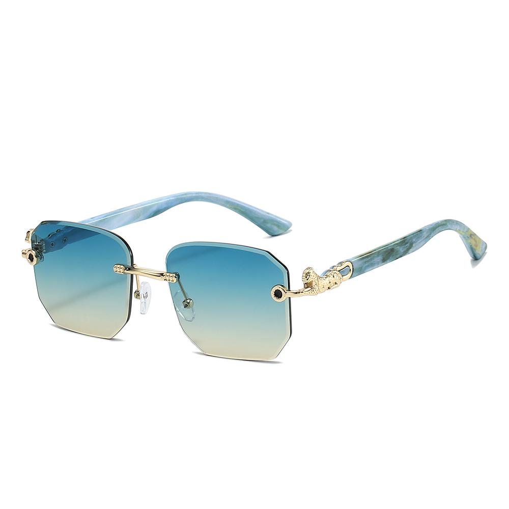 KAMMPT Lunettes de soleil carrées sans monture Homme Mode Dégradé Multicolore Décor Nuances Femme Tendance Chic Design Marque de Luxe Lunettes de soleil