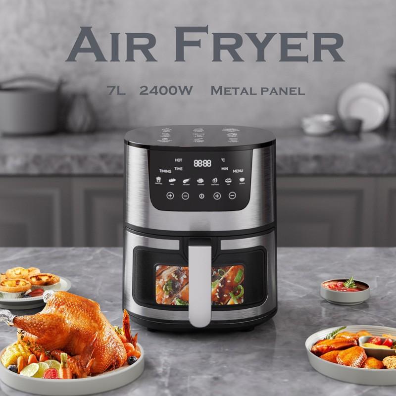 Heißluftfritteuse 8-in-1, 7L Kompakter Ölfreier Kocher mit Sichtfenster & Spülmaschinenfestem KorbDigitaler Preset Airfryer, Digitale Steuerung für Familie